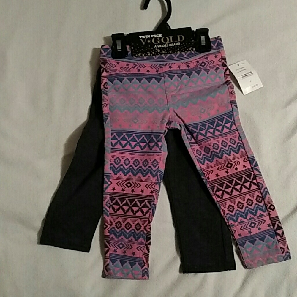 Girls 3t leggings 2 pairs V Gold brand NWT